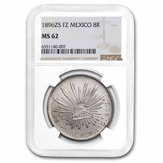 1896-Zs FZ Mexico Silver 8 Reales MS-62 NGC 1896-Zs FZ Mexico Silver 8 Reales MS-62 NGC