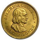 1897-1900 Costa Rica Gold 10 Colones Avg Circ
