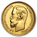 1897-1911 Russia Gold 5 Roubles Nicholas II (BU)