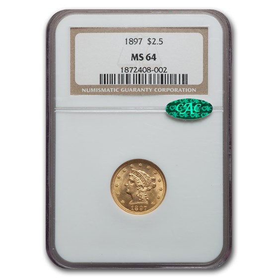 1897 $2.50 Liberty Gold Quarter Eagle MS-64 NGC CAC 1897 $2.50 Liberty Gold Quarter Eagle MS-64 NGC CAC