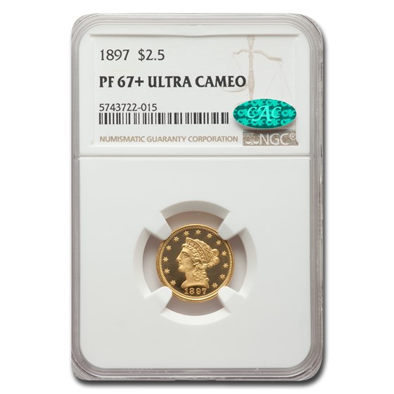 1897 $2.50 Liberty Gold Quarter Eagle PF-67 UCAM+ NGC CAC 1897 $2.50 Liberty Gold Quarter Eagle PF-67 UCAM+ NGC CAC