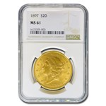 1897 $20 Liberty Gold Double Eagle MS-61 NGC