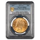 1897 $20 Liberty Gold Double Eagle MS-62 PCGS (Error Struck Thru)