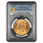 1897 $20 Liberty Gold Double Eagle MS-62 PCGS (Error Struck Thru)