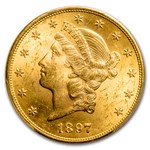 1897 $20 Liberty Gold Double Eagle MS-63 PCGS (CAC)