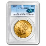 1897 $20 Liberty Gold Double Eagle MS-63 PCGS (CAC)