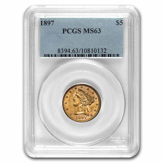 1897 $5.00 Liberty Gold Half Eagle MS-63 PCGS