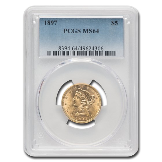 1897 $5 Liberty Gold Half Eagle MS-64 PCGS 1897 $5 Liberty Gold Half Eagle MS-64 PCGS