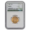 1897 $5 Liberty Gold Half Eagle MS-65 NGC