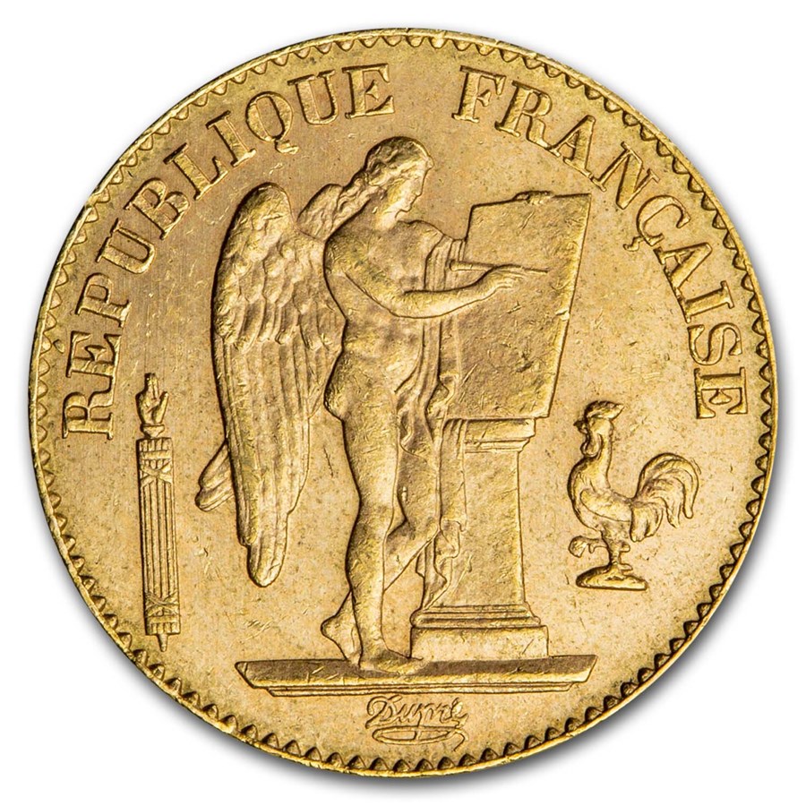 1897-A France Gold 20 Franc Lucky Angel BU