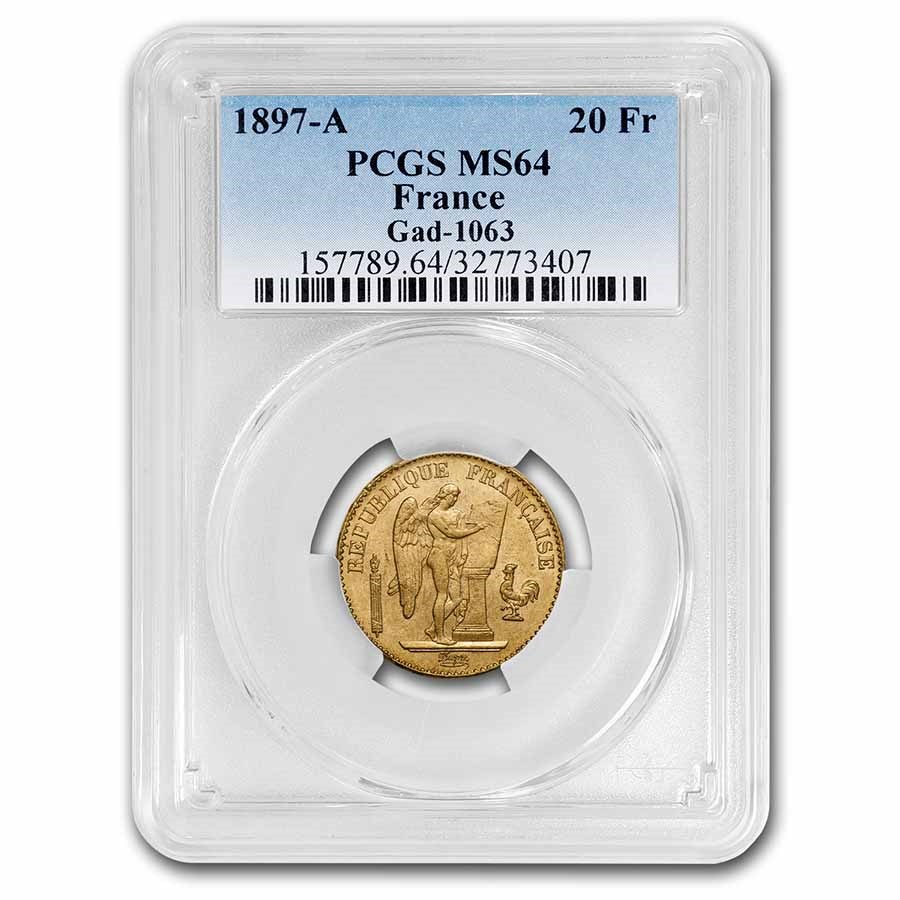 Buy 1897-A France Gold 20 Francs Angel MS-64 PCGS | APMEX