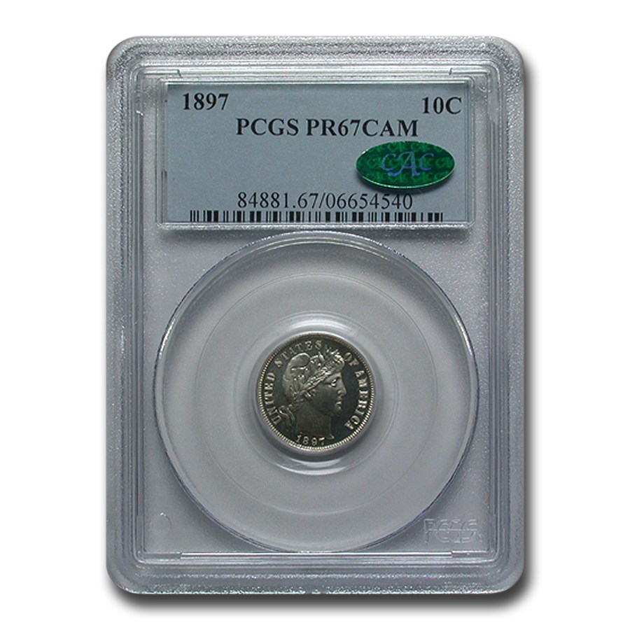1897 Barber Dime PR-67 Cameo PCGS CAC