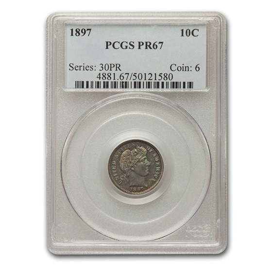 1897 Barber Dime PR-67 PCGS 1897 Barber Dime PR-67 PCGS