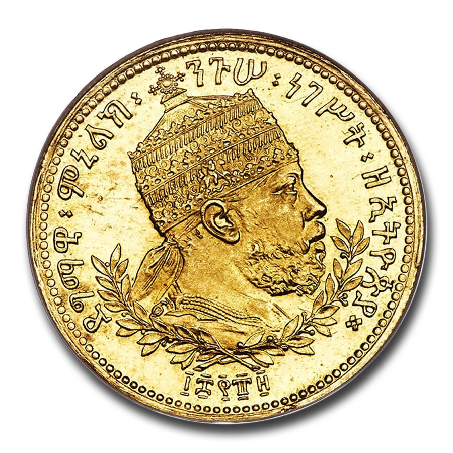 Buy 1897 Ethiopia Gold Werk Talari Menelik II MS-64 NGC | APMEX