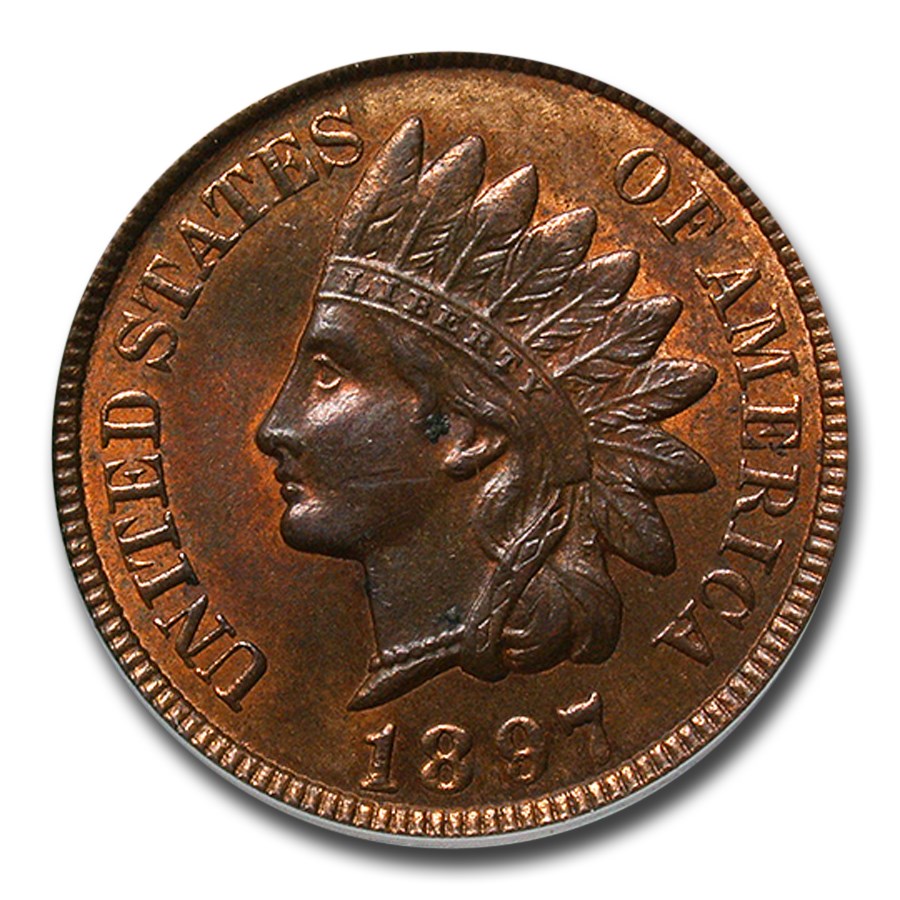 1897 Indian Head Cent MS-63 PCGS (Red/Brown)