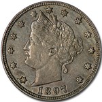 1897 Liberty Head V Nickel AU