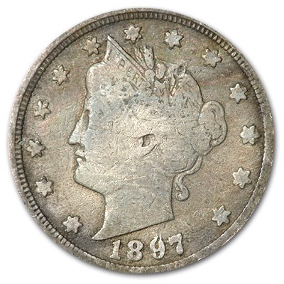 1897 Liberty Head V Nickel Good+