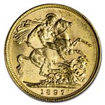 1897-M Australia Gold Sovereign Victoria Veiled Head BU
