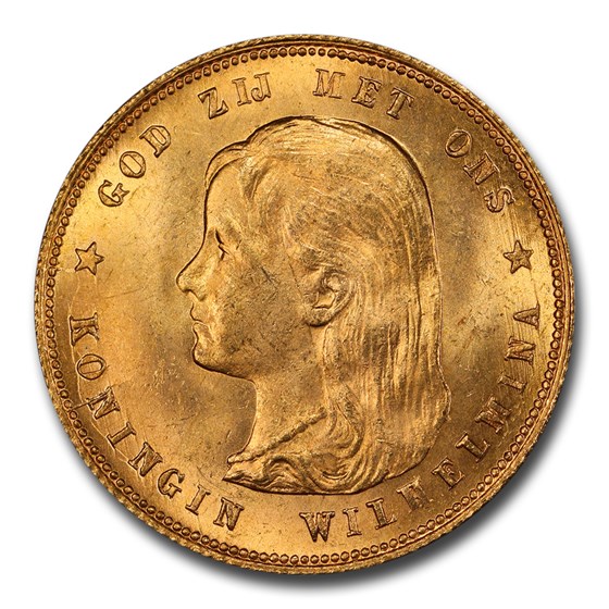 1897 Netherlands Gold 10 Gulden Wilhelmina I MS-65 PCGS 1897 Netherlands Gold 10 Gulden Wilhelmina I MS-65 PCGS