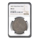 1897 Philippines Silver Peso MS-61 NGC