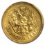 1897 Russia Gold 15 Roubles Nicholas II AU