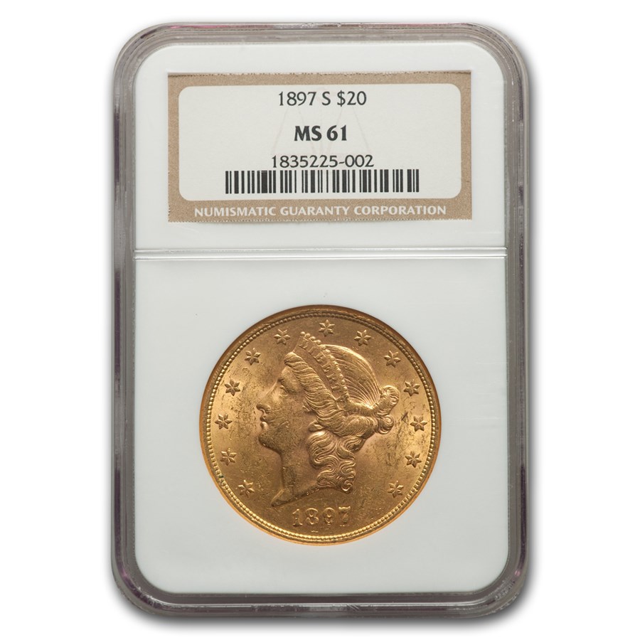 1897-S $20 Liberty Gold Double Eagle MS-61 NGC