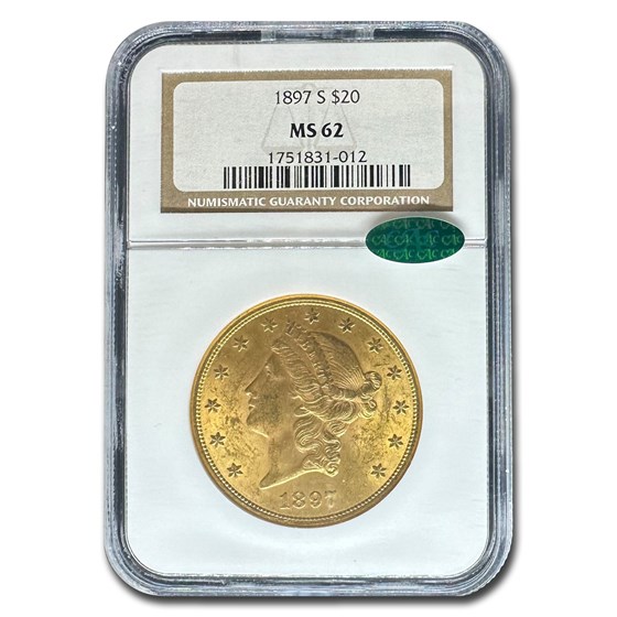 1897-S $20 Liberty Gold Double Eagle MS-62 NGC CAC 1897-S $20 Liberty Gold Double Eagle MS-62 NGC CAC