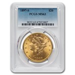 1897-S $20 Liberty Gold Double Eagle MS-63 PCGS