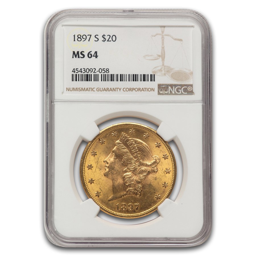 1897-S $20 Liberty Gold Double Eagle MS-64 NGC