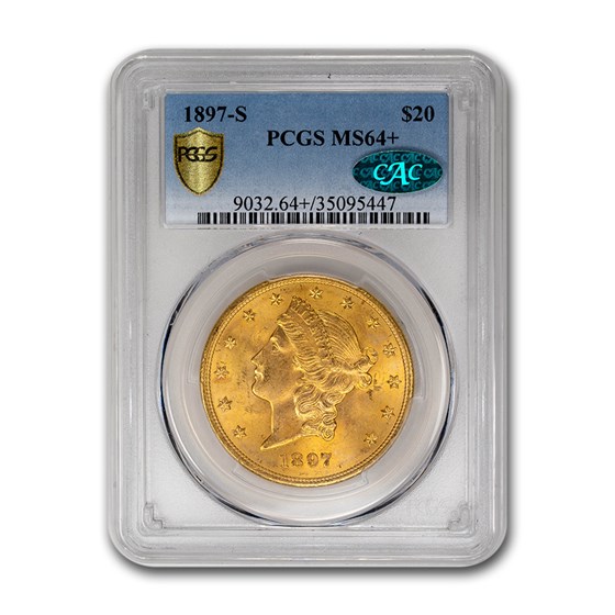 1897-S $20 Liberty Gold Double Eagle MS-64+ PCGS CAC 1897-S $20 Liberty Gold Double Eagle MS-64+ PCGS CAC