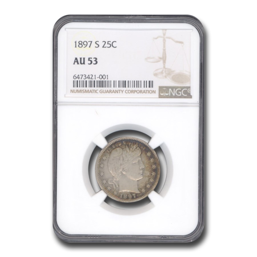 1897-S Barber Quarter AU-53 NGC