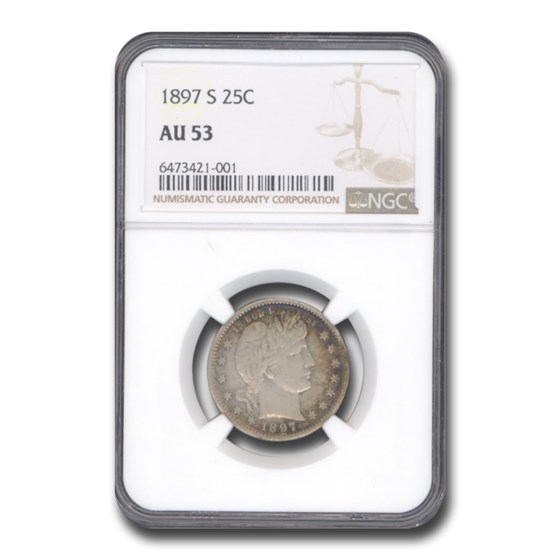 1897-S Barber Quarter AU-53 NGC 1897-S Barber Quarter AU-53 NGC