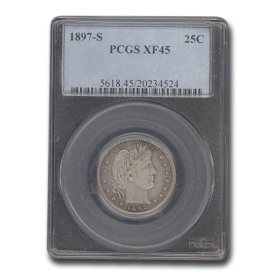 1897-S Barber Quarter XF-45 PCGS 1897-S Barber Quarter XF-45 PCGS