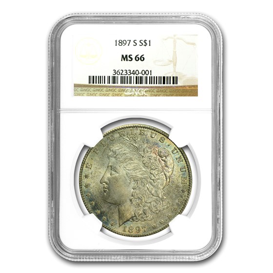 1897-S Morgan Dollar MS-66 NGC (Attractive Blue Toning) 1897-S Morgan Dollar MS-66 NGC (Attractive Blue Toning)