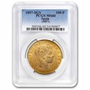 1897 Spain Gold 100 Pesetas Alfonso XIII MS-60 PCGS