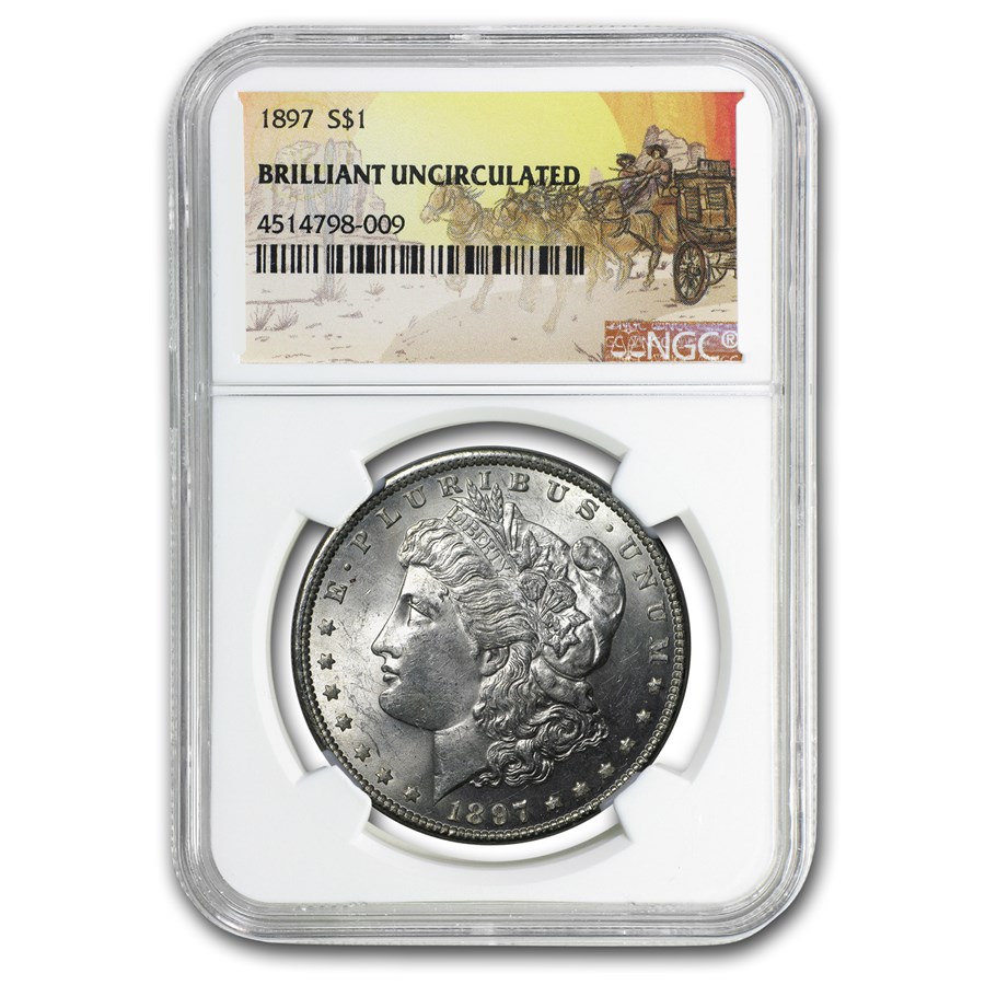 1897 Stage Coach Morgan Dollar BU NGC
