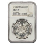 1897-Zs Mexico Silver 8 Reales MS-64 NGC (PL)