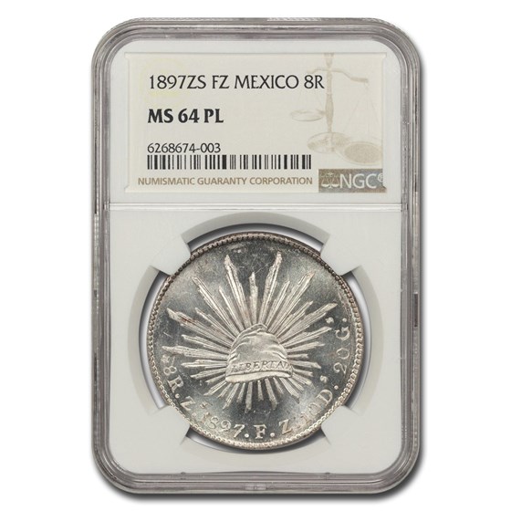 1897-Zs Mexico Silver 8 Reales MS-64 NGC (PL)