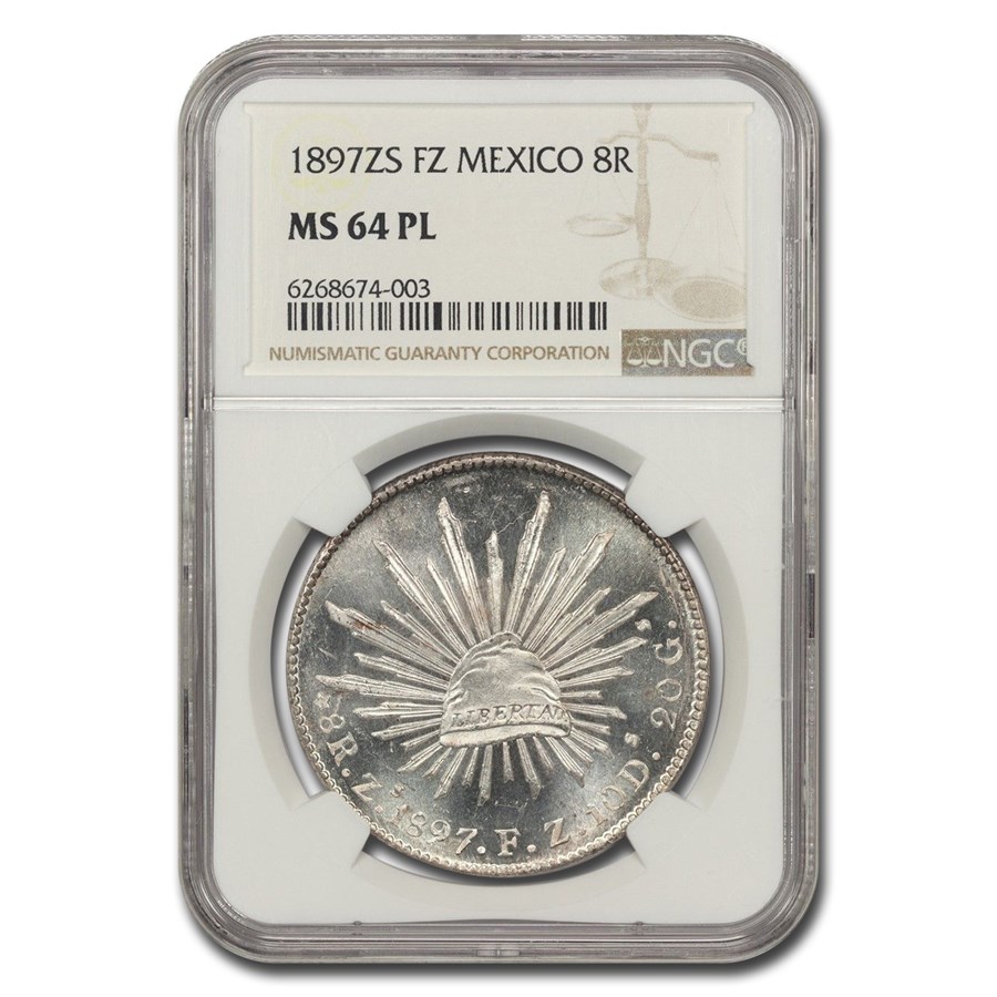 1897-Zs Mexico Silver 8 Reales MS-64 NGC (PL)
