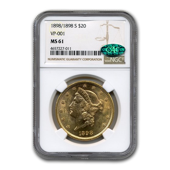 1898/1898-S $20 Liberty Gold Double Eagle MS-61 NGC CAC (VP-001) 1898/1898-S $20 Liberty Gold Double Eagle MS-61 NGC CAC (VP-001)