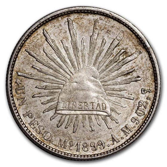 1898-1909 Silver Mexican 1 Peso Cap & Rays BU 1898-1909 Silver Mexican 1 Peso Cap & Rays BU