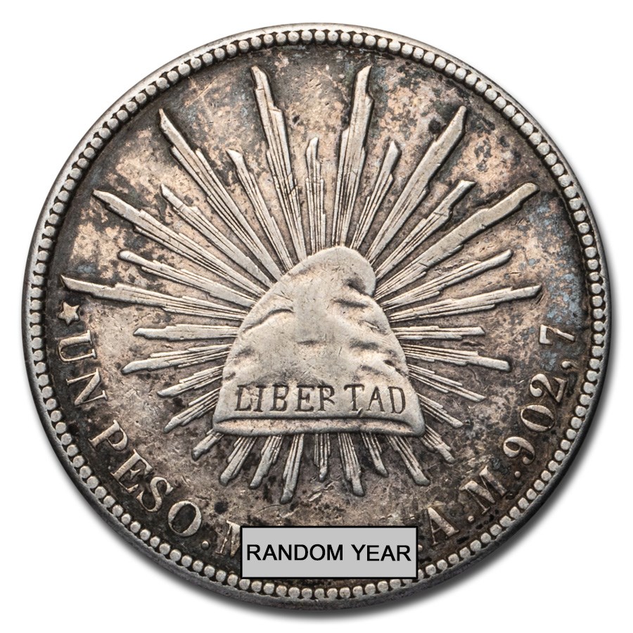 1898-1909 Silver Mexican 1 Peso Cap & Rays XF
