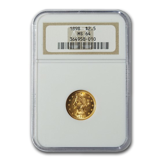 1898 $2.50 Liberty Gold Quarter Eagle MS-64 NGC 1898 $2.50 Liberty Gold Quarter Eagle MS-64 NGC
