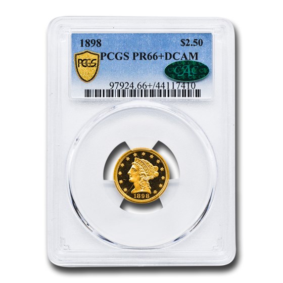 1898 $2.50 Liberty Gold Quarter Eagle PR-66+ DCAM PCGS CAC 1898 $2.50 Liberty Gold Quarter Eagle PR-66+ DCAM PCGS CAC