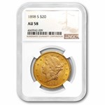 1898 $20 Liberty Gold Double Eagle AU-58 NGC