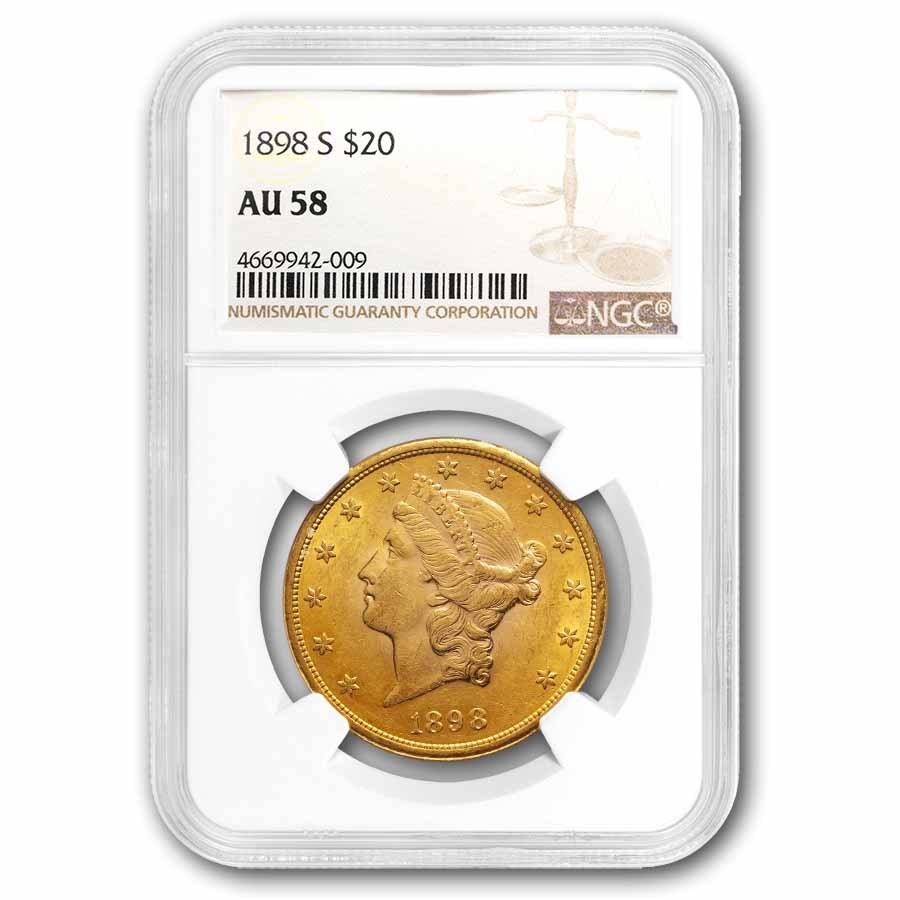 1898 $20 Liberty Gold Double Eagle AU-58 NGC