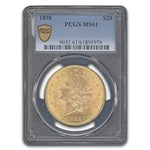 1898 $20 Liberty Gold Double Eagle MS-61 PCGS