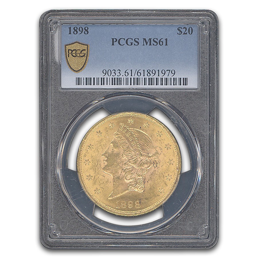1898 $20 Liberty Gold Double Eagle MS-61 PCGS
