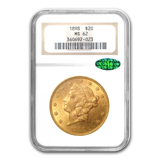 1898 $20 Liberty Gold Double Eagle MS-62 NGC (CAC) 1898 $20 Liberty Gold Double Eagle MS-62 NGC (CAC)