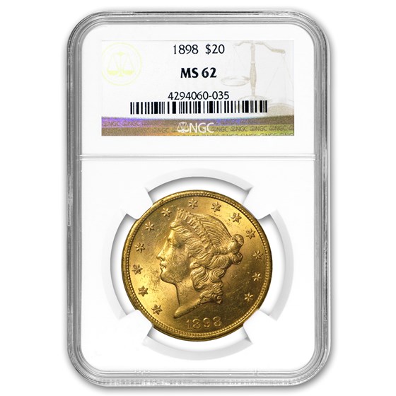 1898 $20 Liberty Gold Double Eagle MS-62 NGC 1898 $20 Liberty Gold Double Eagle MS-62 NGC